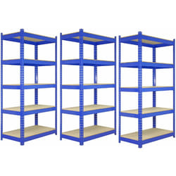 Monster Racking - 3 Étagères Acier Bleu à 5 Niveaux - 120 x 182,5 x 50cm - Capacité Totale 3000KG - 200Kg /planche - Rangement Atelier Bricolage