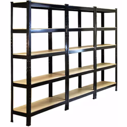 3 Rayonnages T-Rax en Acier Sans Boulons Noirs 75cm x 30cm x 150cm - Monster Racking