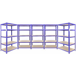3 Rayonnages Q-Rax Bleus 90cm x 50cm x 182cm & 2 Rayonnages Q-Rax Bleus 120cm x 50cm x 182cm en Acier Sans Boulons - Monster Racking
