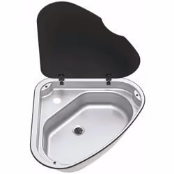 Evier couvercle Basic Line 33 Evier encastrable en inox. Il dispose d'un couvercle en verre trempé résistant à la chaleur. Pr ...