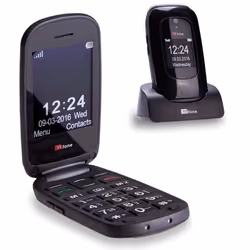 Téléphone Mobile à Grand Bouton Simple TTfone Lunar - Conception Élégante Cas-Flip Noir