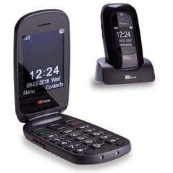 Téléphone Mobile à Grand Bouton Simple TTfone Lunar - Conception Élégante Cas-Flip Noir