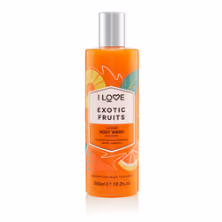 I LOVE Exotic Fruit, Gel douche, 360 ml, Adultes, Corps, Pamplemousse, Mango, Melon, Ananas, Hydratant, Adoucissant