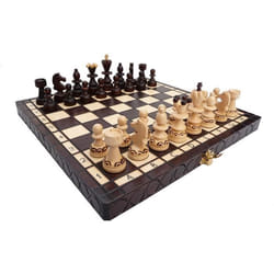Jeu déchecs en bois PEARL - Design brûlé sur chaque pièce - Pour adultes et enfants