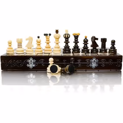 Jeu déchecs en bois - PEARL - PEARL XL - Taille du roi 85 cm - Échiquier 42x42 cm - 32 pièces