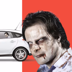 Thumbs Up Ride With a Zombie autocollant décoratif Multicolore