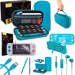 Pack de Démarrage Nintendo Switch Lite - Orzly - Étui Noir - Accessoires Inclus - Protection Écran