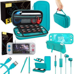 Pack de Démarrage Nintendo Switch Lite - Orzly - Étui Noir - Accessoires Inclus - Protection Écran