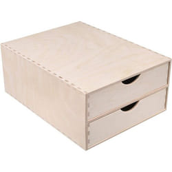 Petite Commode En Bois 2 Tiroirs - 33 X 25 X 13,5 Cm