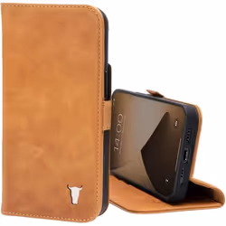 Étui en Cuir Véritable - TORRO - iPhone 12/12 Pro - Marron Clair - Support et Emplacements pour Cartes