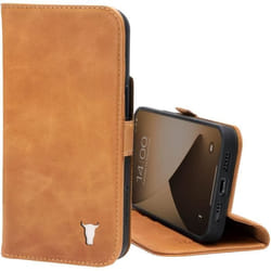 Étui en Cuir Véritable - TORRO - iPhone 12/12 Pro - Marron Clair - Support et Emplacements pour Cartes