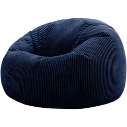Icon - Pouf Classique en Velours Côtelé Kingston, Fauteuil Pouf pour Adultes, 85cm x 50cm, Bleu Marine, oeko-tex