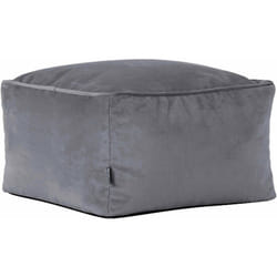Icon - Pouf Repose-Pieds Carré en Velours Amara, Poufs de Salon, Gris Anthracite