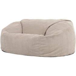 Pouf Canapé en Velours Côtelé 'Soul', xxl Pouf de Salon Deux Places Géant, 160cm x 140cm, Beige Galet, oeko-tex - Icon