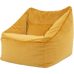 Icon - Pouf Fauteuil en Velours Natalia, xxl, Pouf de Salon Géant, Pouf Poire Adultes, Jaune Ocre