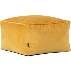 Icon - Pouf Repose-Pieds Carré en Velours Amara, Poufs de Salon, Jaune Ocre