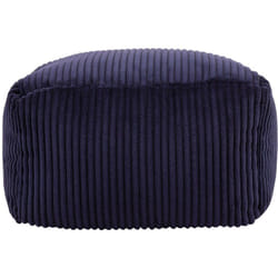 Pouf Repose-Pieds Carré en Velours Côtelé Theo, Poufs de Salon, Bleu Marine, oeko-tex - Icon