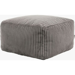 Icon - Pouf Repose-Pieds Carré en Velours Côtelé Theo, Poufs de Salon, Gris Anthracite, oeko-tex