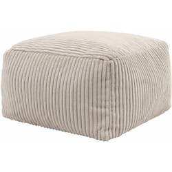 Icon - Pouf Repose-Pieds Carré en Velours Côtelé Theo, Poufs de Salon, Beige Galet, oeko-tex