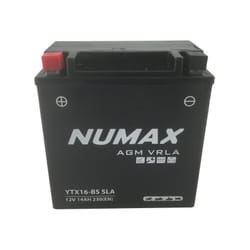 Batterie moto Numax Premium Scellé AGM NTX16-BS / YTX16-BS SLA - 12V 14Ah 230A