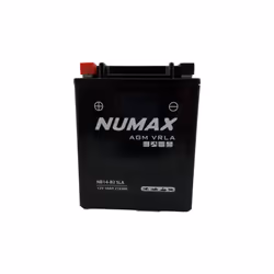 TYPE : NB14-B2 SLA TECHNOLOGIE : SLA TENSION : 12V, CAPACITE : 14Ah, INTENSITE: 175A, DIMENSIONS : 134x90x166mm POLARITE : [  ...