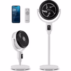 Pro Breeze Ventilateur sur Pied Intelligent 109 cm Ultra-Silencieux 29 dB Écran LEDWi-FiAppli Mobile Télécommande2 Modes de