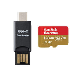 SanDisk Extreme carte mémoire Micro SDXC 128 Go A2 Classe 10 U3 V30 190/90 MB/s lecteur MICRO SDXC TYPC C inclus