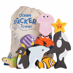 Le Toy Van Ocean Wooden Animals Stacking Toy, Animal, 1,75 an(s), Multicolore, Bois