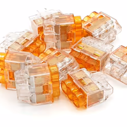 10 bornes de câble enfichables à 3 voies / pôles orange, de la gamme de connecteurs électriques HelaCon Plus Mini. Le termina ...