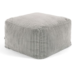 Icon - Pouf Repose-Pieds Carré en Velours Côtelé Theo, Poufs de Salon, Gris Clair, oeko-tex