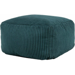Icon - Pouf Repose-Pieds Carré en Velours Côtelé Theo, Poufs de Salon, Bleu Canard, oeko-tex