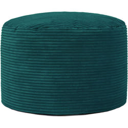 Icon - Pouf Repose-Pieds Rond en Velours Côtelé Frankie, Poufs de Salon, Vert Sarcelle, oeko-tex