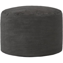 Icon - Pouf Repose-Pieds Rond en Velours Côtelé Frankie, Poufs de Salon, Gris Anthracite, oeko-tex