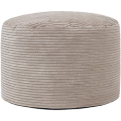 Icon - Pouf Repose-Pieds Rond en Velours Côtelé Frankie, Poufs de Salon, Beige, oeko-tex