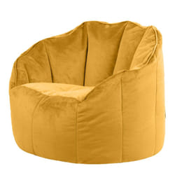 Icon - Pouf Fauteuil en Velours Sirena, Poufs de Salon, Chambre, Adultes, Jaune Ocre