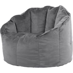 Icon - Pouf Fauteuil en Velours Sirena, Poufs de Salon, Chambre, Adultes, Gris Anthracite