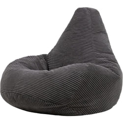 Icon - Pouf Fauteuil en Velours Côtelé Dalton, Poufs de Salon pour Adultes, Gris Anthracite - Gris Anthracite