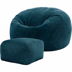 Description générale Le pouf classique et son repose-pieds en velours côtelé Kingston sont des créations inspirées par le mod ...