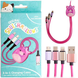 Câble de chargement 3-en-1 - Licorne - USB-C Micro USB Lightning - 12 m - Multicolore - Chargement simultané