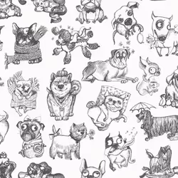 Papier peint - MURIVA - Pooches Mono - Motif chiens - Finition mate - Lavable