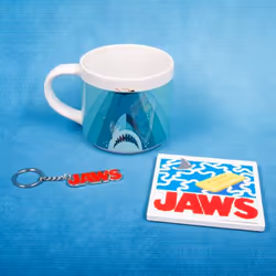 Fizz Creations JAWS Mug, Coaster & Keyring Set, Unique, 0,43 L, Bleu, Vitrocéramique, Mug, Universel