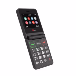 Téléphone portable pliable TTfone TT660 pour personnes âgées design pliant gros boutons assistance durgence Noir (avec câble  ...