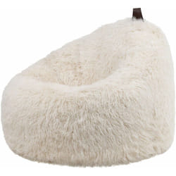 Pouf Fauteuil en Fausse Fourrure Cocoon, Pouf Géant de Salon, Pouf Fauteuil pour Adultes avec Remplissage, Blanc, oeko-tex - Icon