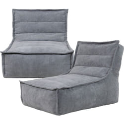 Pouf Modulable en Velours Côtelé Otto, Lot de 2, Pouf Fauteuil de Salon xxl, Gris, oeko-tex - Icon