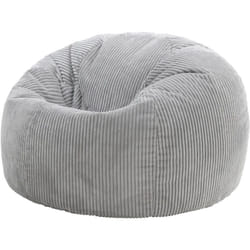Icon - Pouf Classique en Velours Côtelé Kingston, Fauteuil Pouf pour Adultes, 85cm x 50cm, Gris Aube, oeko-tex