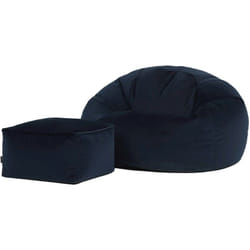 Pouf Classique en Velours Aurora, Fauteuil Pouf pour Adultes, 85cm x 85cm x 50cm, Bleu Minuit - Icon