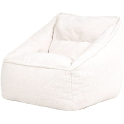 Icon - Pouf Fauteuil en tissu borg bouclé Natalia, xxl, Pouf de Salon Géant, Pouf Poire Adultes, Naturel/Crème
