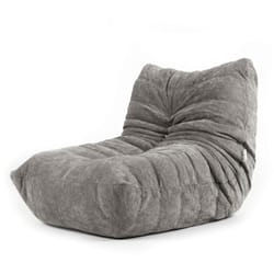 Pouf chauffeuse en tissu chenille garni de mousse extensible, pouf large xxl pour salon, Oeko-Tex®, gris - Icon