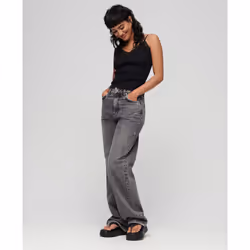 Débardeur caraco côtelé en coton bio à liseré en dentelle femme Superdry Vintage