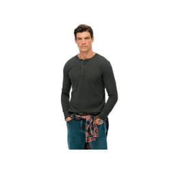 T-shirt manches longues col tunisien gaufré Superdry